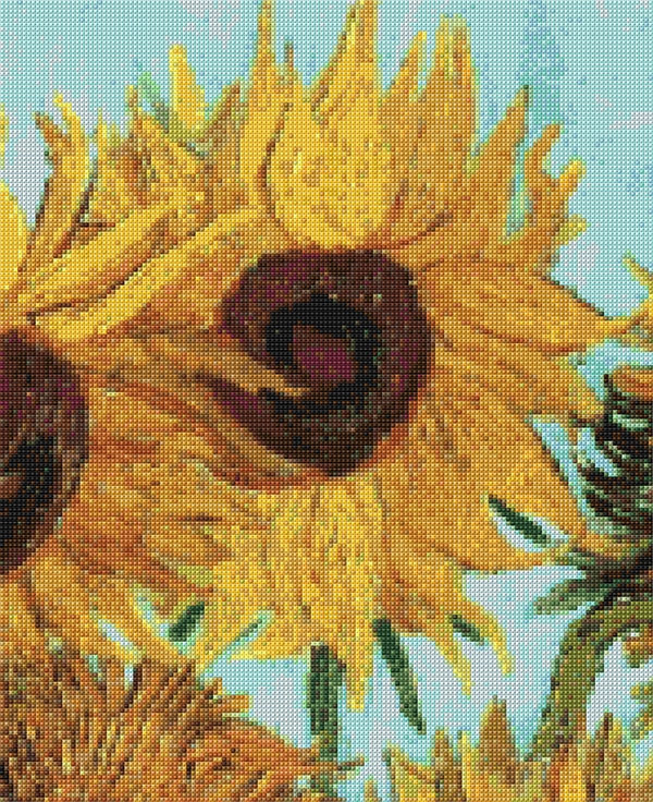 Sunflowers Cross Stitch Pattern Detail Vincent van Gogh PostImpressionism