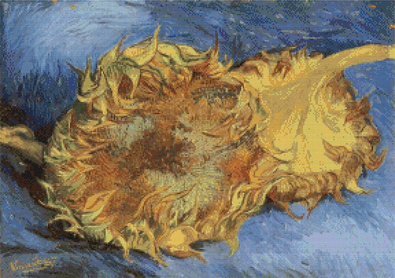 Sunflowers Cross Stitch Pattern Vincent van Gogh PostImpressionism