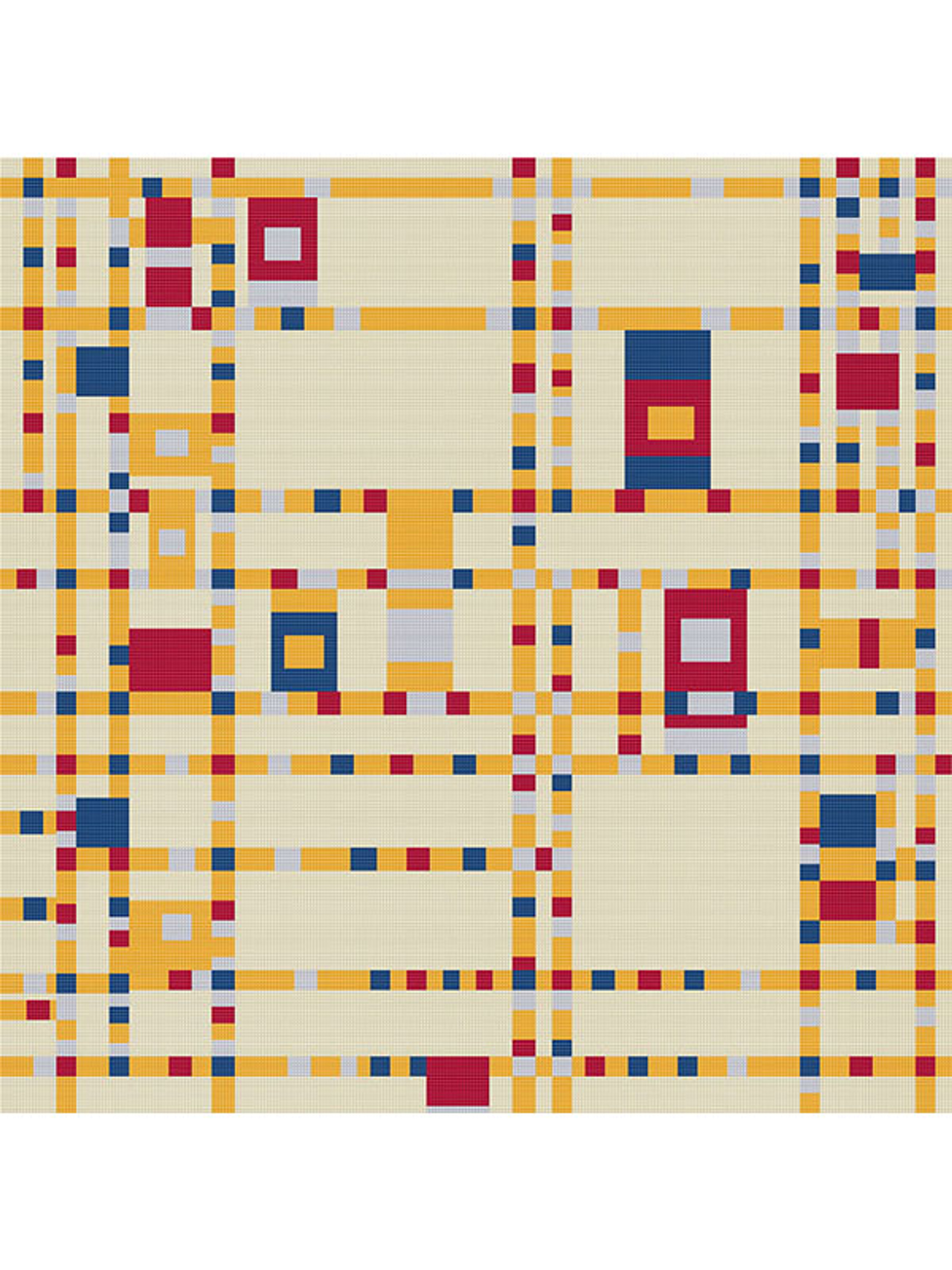 Composition w/ Red, Yellow, Blue & Black Cross Stitch Pattern - Piet ...