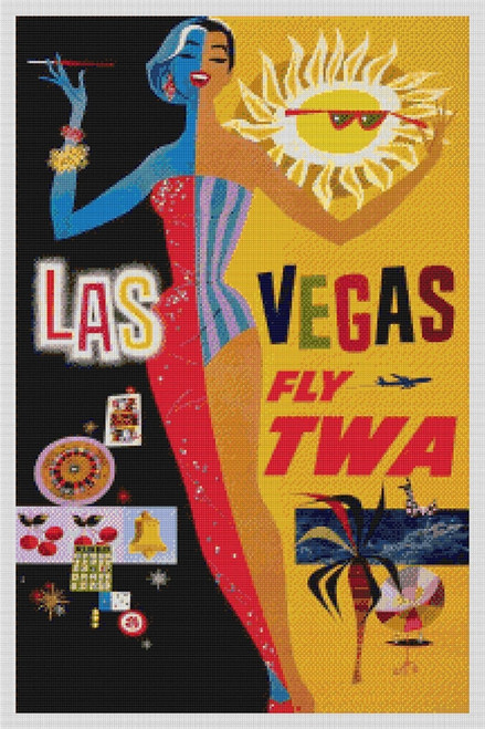 Las Vegas Fly TWA - Cross Stitch Chart