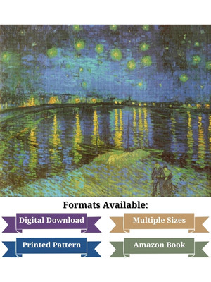 Starry Night Over the Rhone Cross Stitch Pattern - Vincent van Gogh