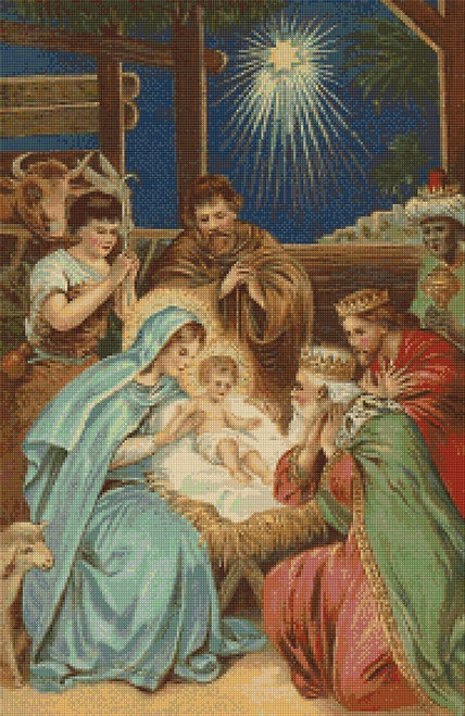 Scene at the Manger Cross Stitch Pattern