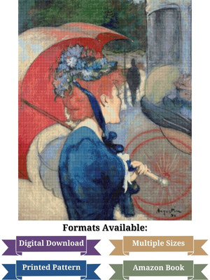 Woman with Umbrella Cross Stitch Pattern - Louis Anquetin