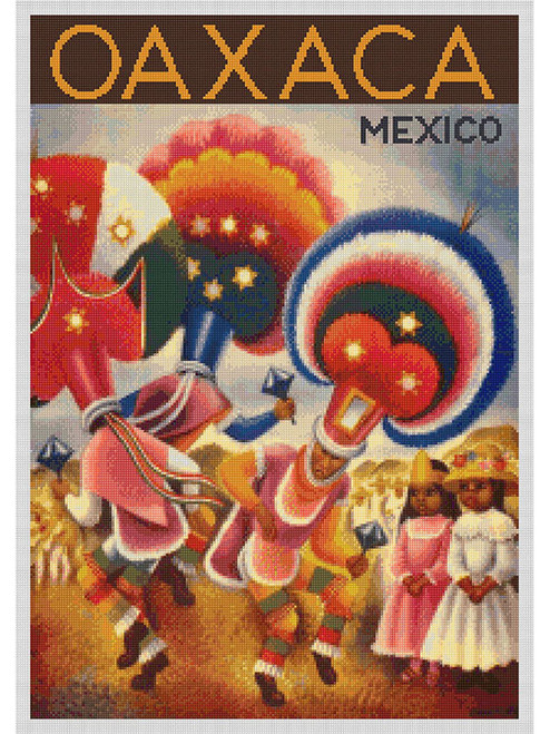 Oaxaca Mexico Travel Poster - Cross Stitch Chart