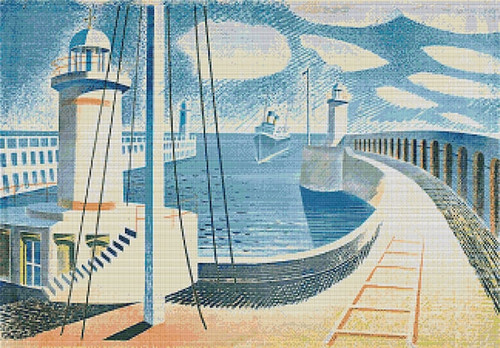 Newhaven Harbour Cross Stitch Pattern - Eric Ravilious