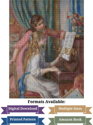 Two Young Girls at the Piano Cross Stitch Pattern – Pierre-August Renoir