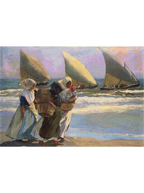 Three Sails Cross Stitch Pattern - Joaquin Sorolla y Bastida