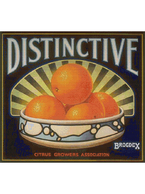 Distinctive Orange Crate Art Cross Stitch Pattern