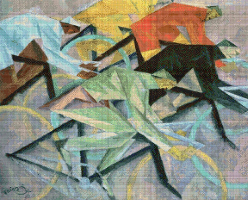 Bicycle Race Cross Stitch Pattern - Lyonel Feininger