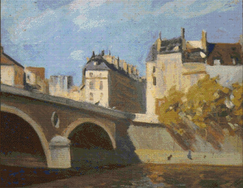 Bridge on the Seine Cross Stitch Pattern - Edward Hopper