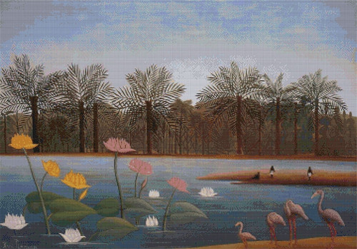 The Flamingos Cross Stitch Pattern - Henri Rousseau