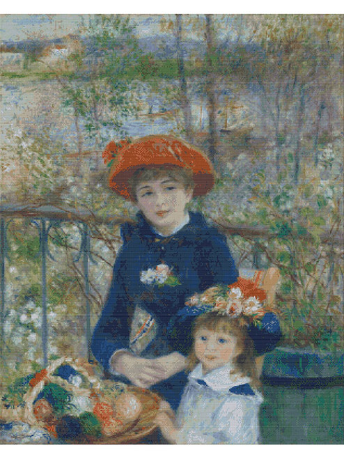 Two Sisters - On the Terrace Cross Stitch Pattern - Pierre-Auguste Renoir