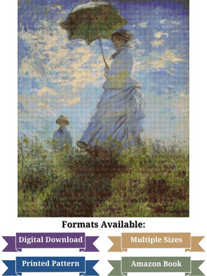 The Walk, Woman with a Parasol Cross Stitch Pattern - Claude Monet