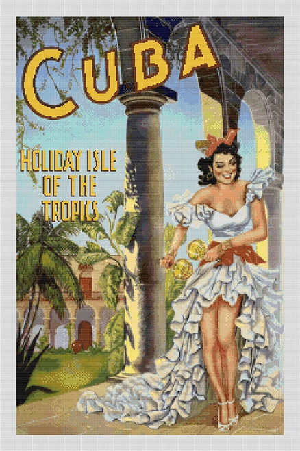 Cuba Holiday Isle of the Tropics Cross Stitch Pattern