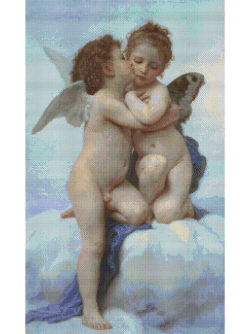 Cupid and Pysche as Children Cross Stitch Pattern - William Bouguereau