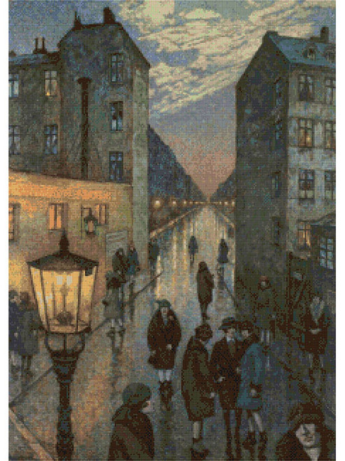 Corner of the Big City Cross Stitch Pattern - Hans Baluschek