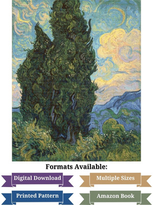 Cypresses Cross Stitch Pattern Book - Vincent van Gogh