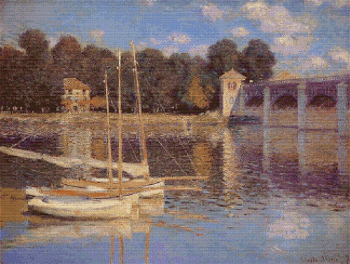 The Bridge at Argenteuil Cross Stitch Pattern - Claude Monet