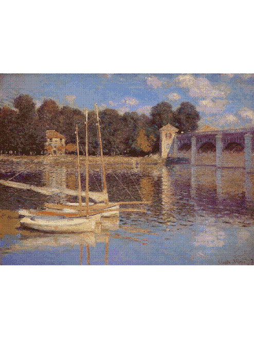 The Bridge at Argenteuil Cross Stitch Pattern - Claude Monet