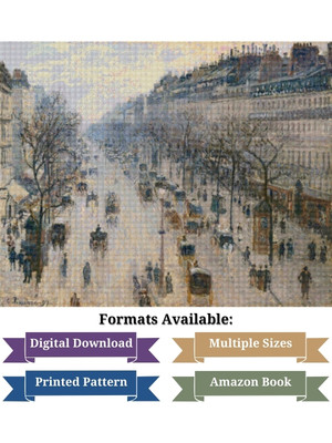 The Boulevard Montmartre on a Winter Morning Cross Stitch Chart - Camille Pissarro
