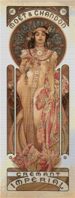 Moet & Chandon Cremant Imperial Cross Stitch Chart - Alfons Mucha