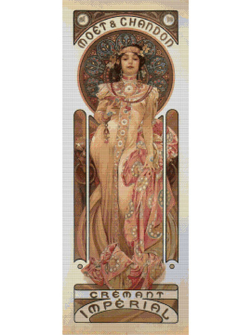 Moet & Chandon Cremant Imperial Cross Stitch Chart - Alfons Mucha