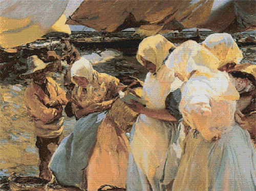 Valencian Fishwives Cross Stitch Pattern - Joaquin Sorolla y Bastida