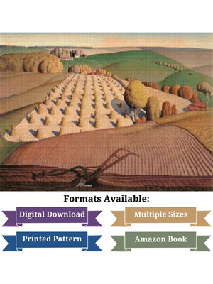 Fall Plowing Cross Stitch Pattern Book - Grant Wood