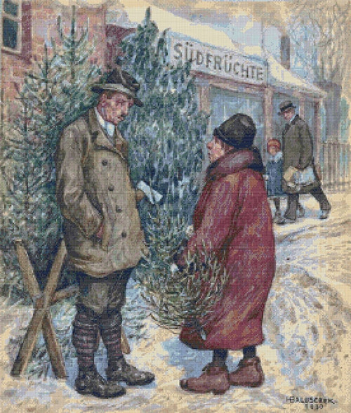 Christmas Tree Sale Cross Stitch Pattern - Hans Baluschek