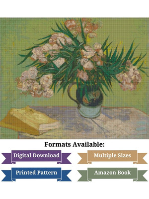 Oleanders Cross Stitch Pattern - Vincent van Gogh