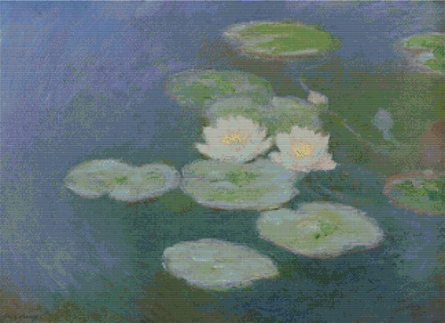 Water-Lilies, Evening Effect Cross Stitch Chart - Claude Monet
