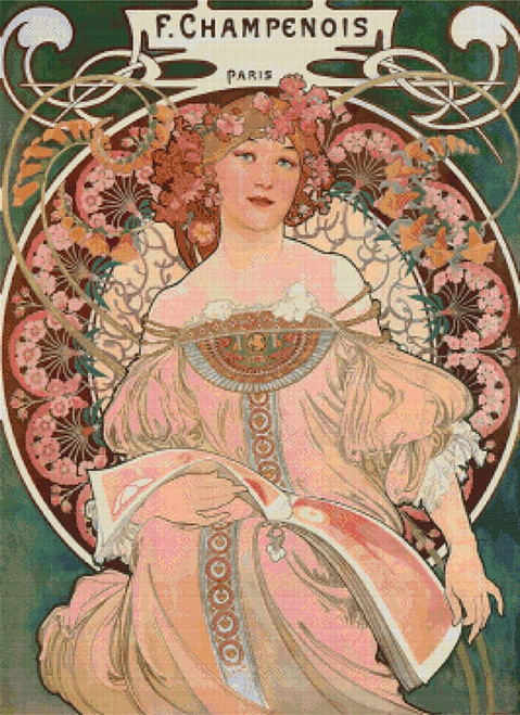 F Champenois Cross Stitch Chart - Alfons Mucha