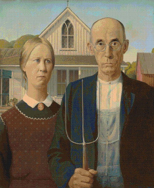 American Gothic Cross Stitch Pattern - Grant Wood