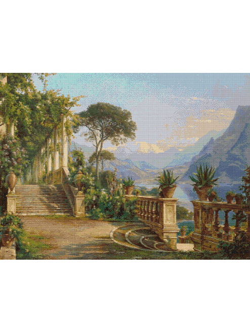 Lodge on Lake Como Cross Stitch Pattern - Carl Frederic Aagaard Lodge on Lake Como Cross Stitch Pattern - Carl Frederic Aagaard