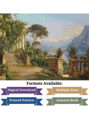 Lodge on Lake Como Cross Stitch Pattern - Carl Frederic Aagaard