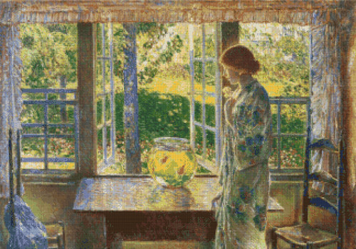 The Goldfish Window Cross Stitch Pattern - Childe Hassam