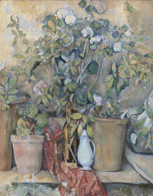 Terracotta Pots and Flowers Cross Stitch Pattern - Paul Cezanne