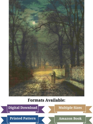 A Moonlit Lane Cross Stitch Pattern - John Atkinson Grimshaw