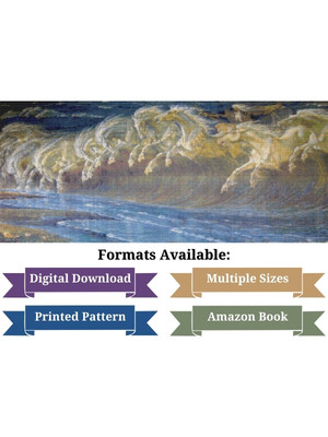 Horses of Neptune Cross Stitch Pattern - Walter Crane - www.SerenityStitchworks.com