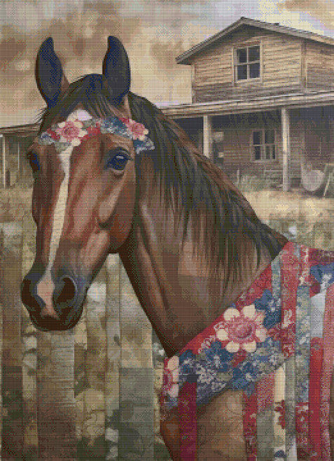 Americana Bridled Beauty Cross Stitch Pattern www.SerenityStitchworks.com