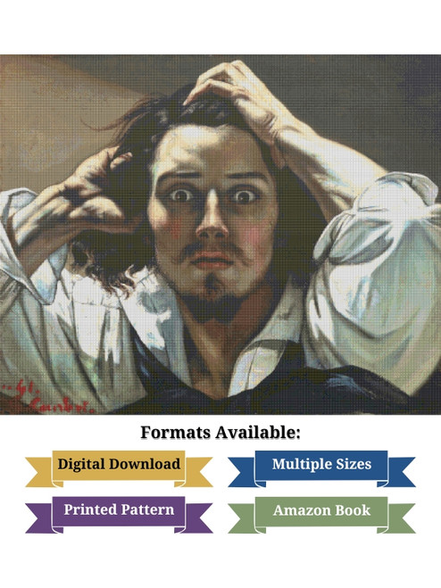 The Desperate Man Cross Stitch Pattern - Gustave Courbet