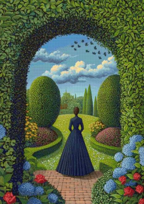 Elegant Women in a Secret Garden Cross Stitch Pattern