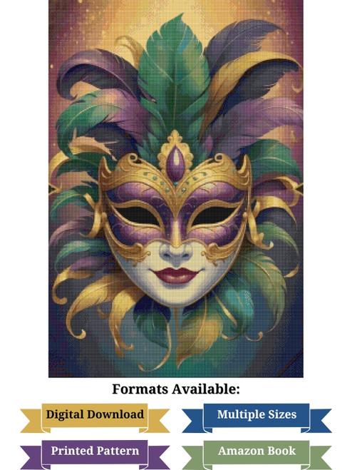 Mardi Gras Masquerade Mask Cross Stitch Pattern Mardi Gras Masquerade Mask Cross Stitch Pattern