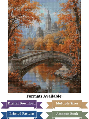 Stone Bridge in Autumn Cross Stitch Pattern