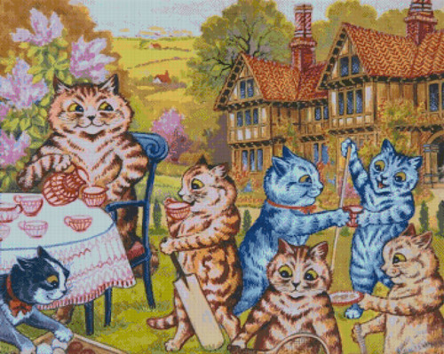 Cat’s Summer Tea Party Stitch Pattern – Louis Wain