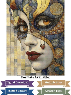 Golden Mosaic Fantasy Woman Cross Stitch Pattern