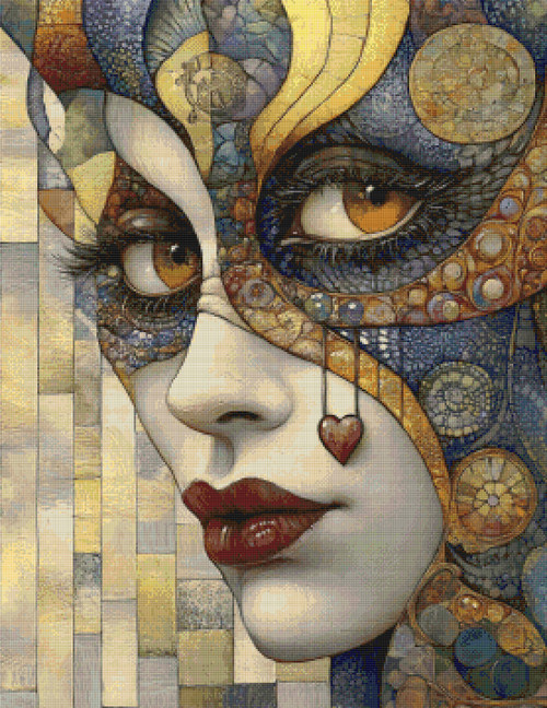 Golden Mosaic Fantasy Woman Cross Stitch Pattern