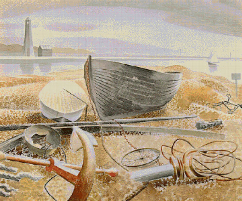 Anchor and Boats Cross Stitch Pattern - Eric Ravilious