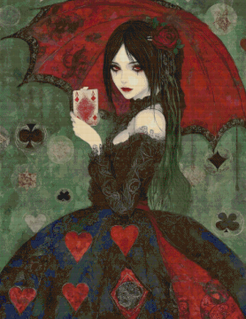 Gothic Ace of Diamonds Cross Stitch Pattern