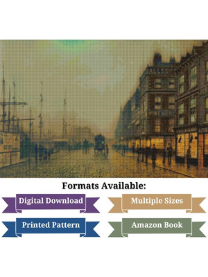 Liverpool Quay by Moonlight Cross Stitch Pattern – John Atkinson Grimshaw